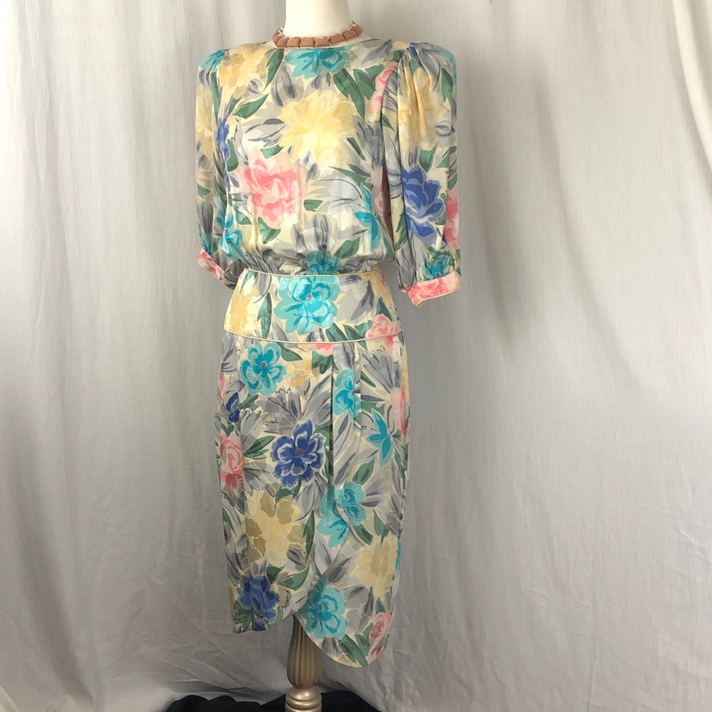 80’s Silk Floral Dress- GORGEOUS!
